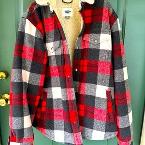 Men’s Old Navy Plaid/Sherpa Coat Large